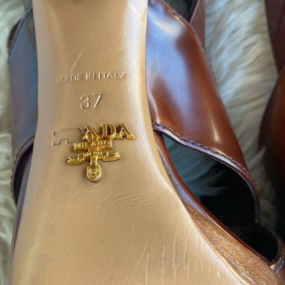 Prada Milano Brandy Leather Chunky High Heels - Picture 10 of 13